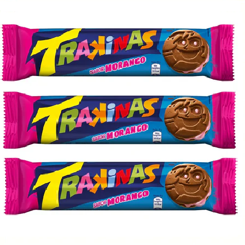 Trakinas Biscoito Recheado Morango (3x126g)